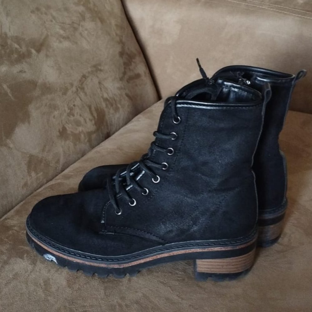 Lace Up Low Heel Heavy Sole Hiking Boots